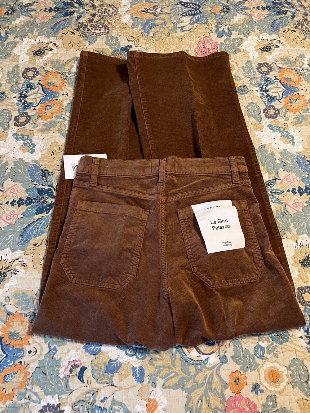 Frame Denim Brown Corduroy Le Slim Palazzo Pants - Picture 7 of 7